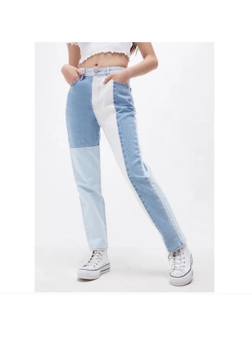 PacSun Sky Blue Women's Eco Hopper Patch Mom Jeans Denim Pants size 27